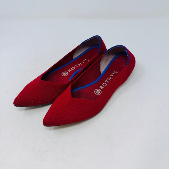 Rothy’s The Point Red Knit Flats Women’s Size 7.5 - Picture 1 of 13